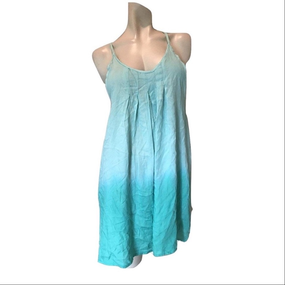 Mint Green Ombré Open Back Coverup Mini Dress